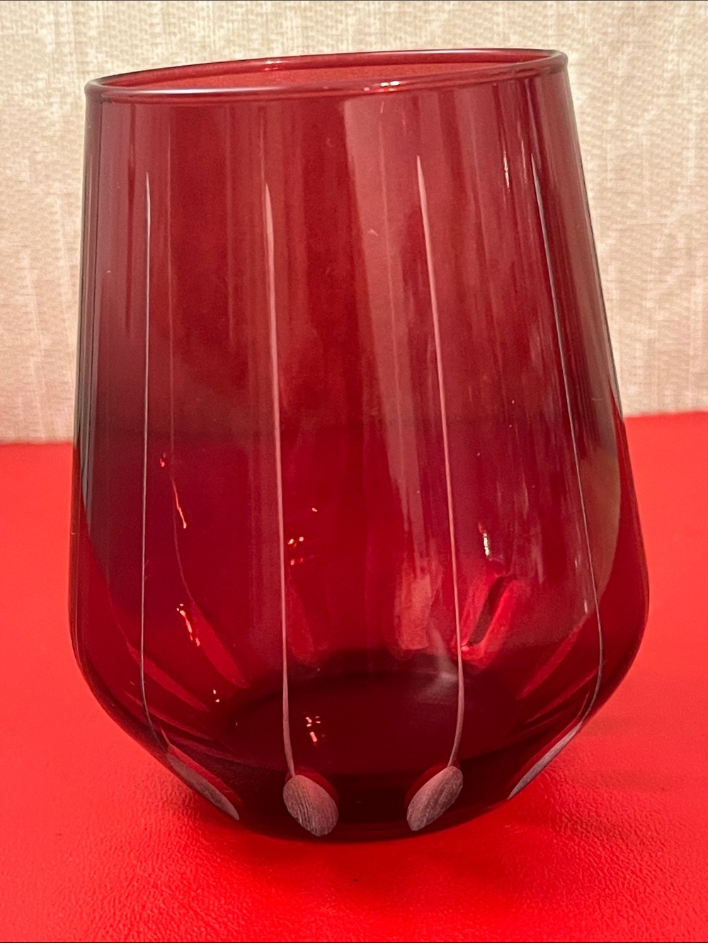 Rakle Tumbler Red with White Stripes 9.oz 4.25”H